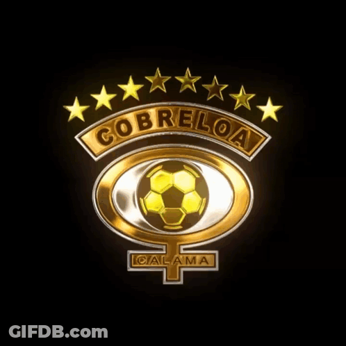 A Logo For Cobreloa With A Soccer Ball And Stars GIF