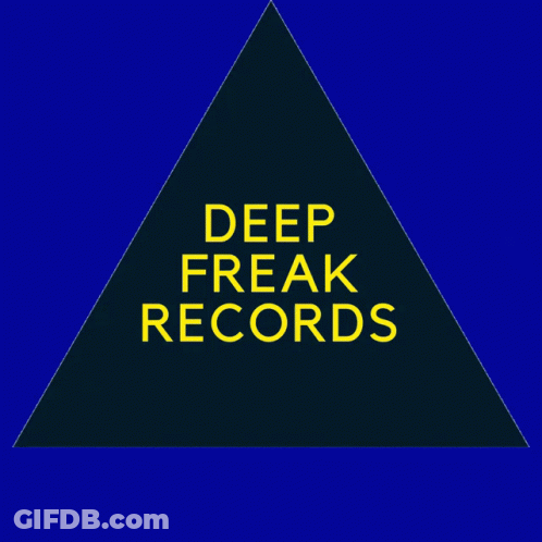A Logo For Deep Freak Records With A Colorful Star In The Center GIF