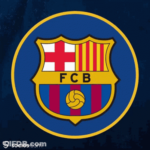 A Logo For Fcb With A Soccer Ball In The Center GIF