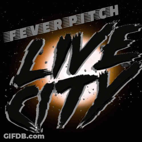 A Logo For Fever Pitch Live City Shows A Planet In Space GIF