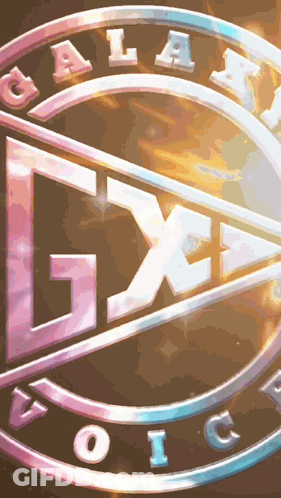A Logo For Galaxy Voice Is Shown In A Circle GIF