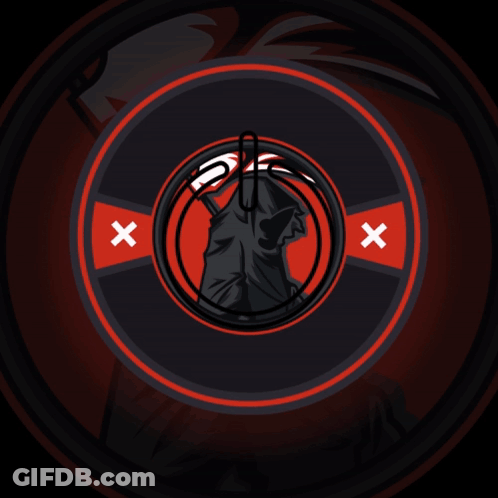 A Logo For Gamer 'S Multiverse Has A Grim Reaper In The Center GIF