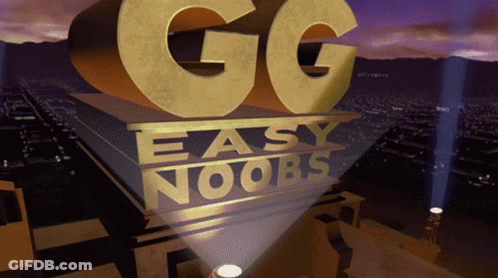 A Logo For Gg Easy Noobs Is Projected On A Building GIF