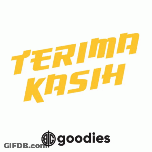 A Logo For Goodies Says Terima Kasih In Blue And Yellow GIF