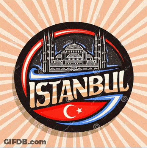 A Logo For Istanbul With A Mosque And A Star GIF