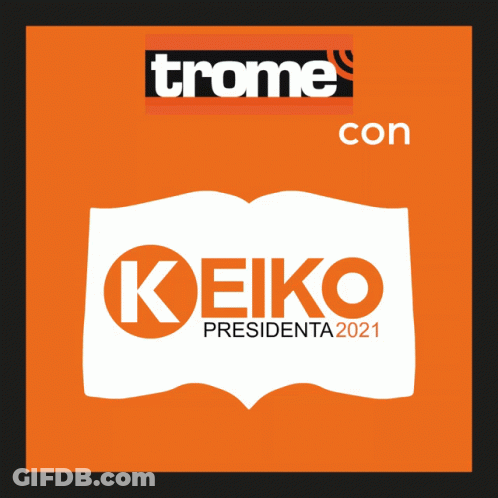 A Logo For Keiko Presidenta 2021 On A Black And Orange Background GIF