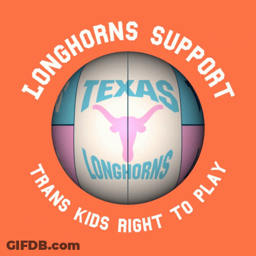 A Logo For Longhorns Support Trans Kids Right To Play With A Ball GIF