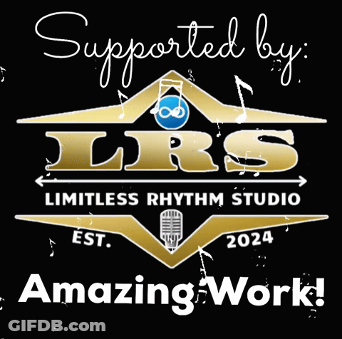 A Logo For Lrs Limitless Rhythm Studio Says That They Are Supported By Amazing Work GIF