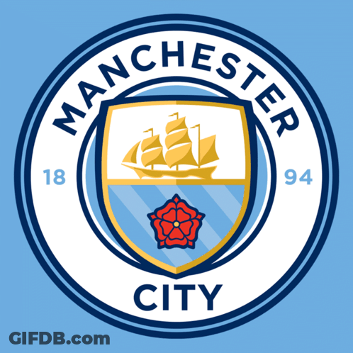 A Logo For Manchester City Shows A Boat In The Water GIF