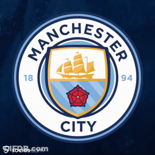 A Logo For Manchester City Shows A Ship In The Water GIF