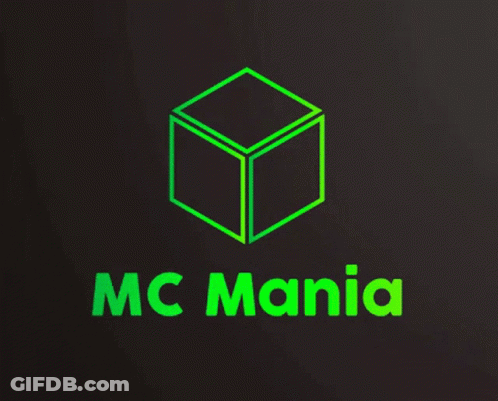A Logo For Mc Mania With A Cube In The Center GIF