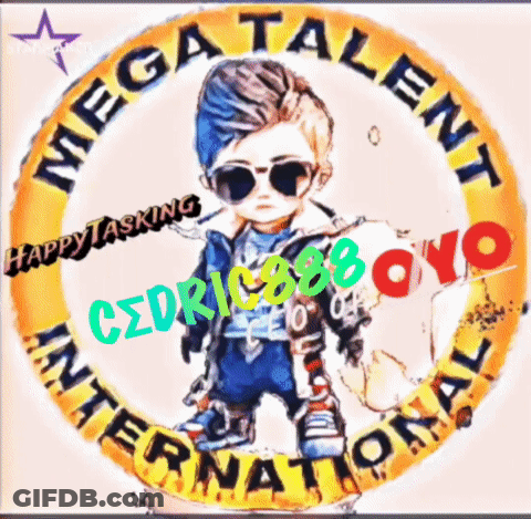 A Logo For Mega Talent International Shows A Young Boy GIF