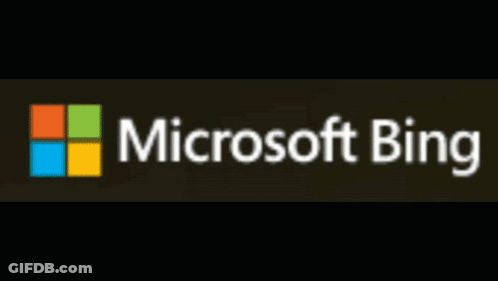 A Logo For Microsoft Bing Is Shown On A Dark Background GIF