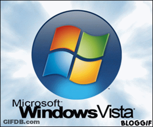 A Logo For Microsoft Windows Vista Is Shown On A Blue Background GIF