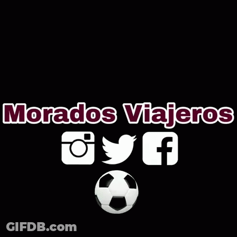 A Logo For Morados Viajeros Shows A Soccer Ball And Social Media Icons GIF