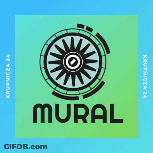 A Logo For Mural Shows A Wheel With A Circle In The Center GIF