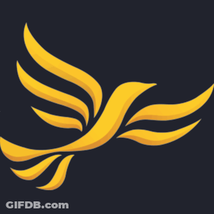 A Logo For North Northants Liberal Democrats With A Yellow Bird GIF