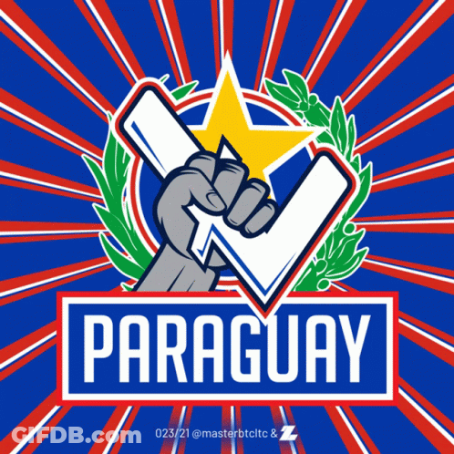 A Logo For Paraguay With A Fist Holding A Check Mark GIF