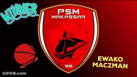A Logo For Psm Makassar With A Basketball And The Name Ewako Maczman GIF