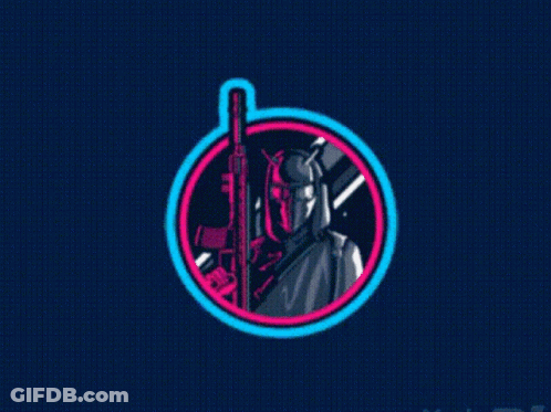 A Logo For R3apr 'S Club Shows A Man With A Gun GIF