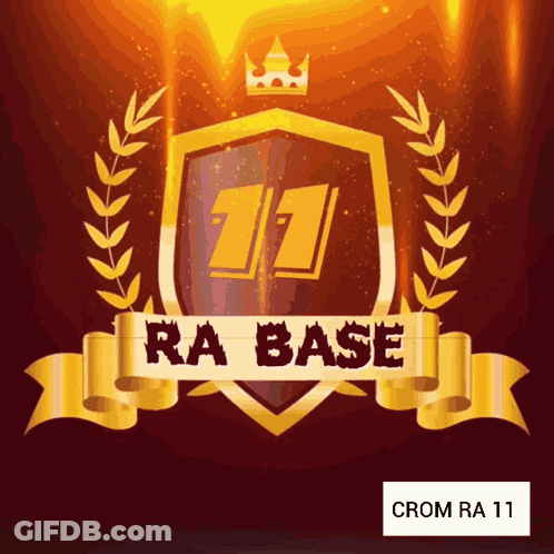 A Logo For Ra Base With A Crown On Top GIF