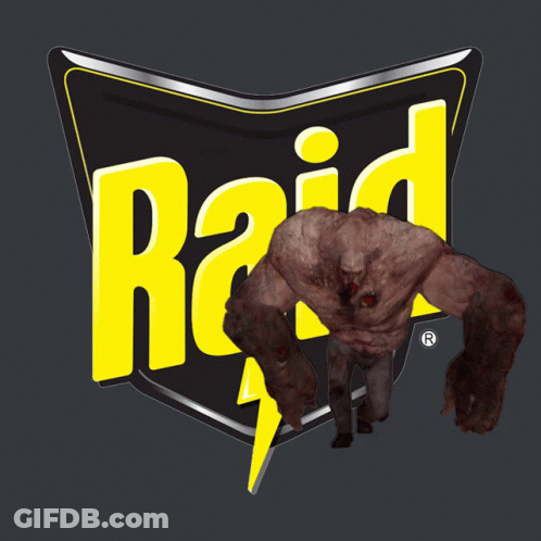 A Logo For Raid With A Monster Behind It GIF