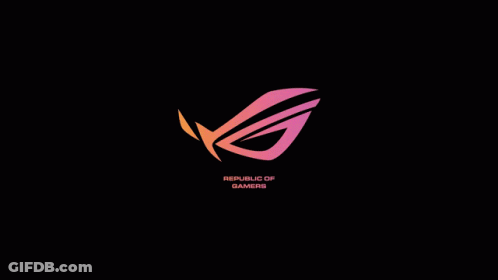 A Logo For Republic Of Gamers Is Displayed On A Black Background GIF
