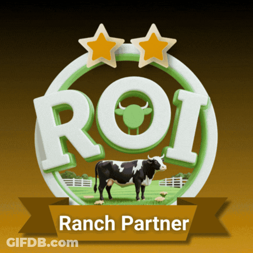 A Logo For Roi Ranch Partner With A Cow GIF