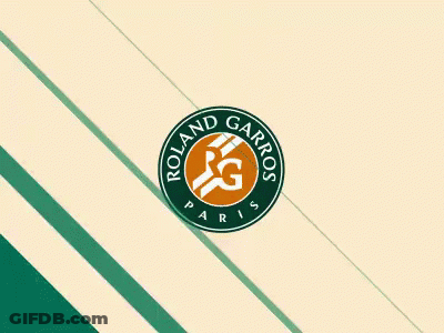 A Logo For Roland Garros Is On A Striped Background GIF