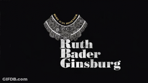 A Logo For Ruth Bader Ginsburg With A Collar On A Black Background GIF