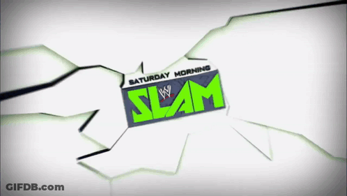 A Logo For Saturday Morning Slam Wrestling GIF