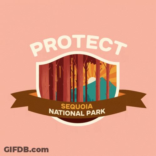 A Logo For Sequoia National Park With A Mountain In The Background GIF