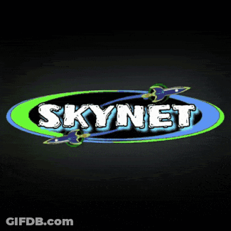 A Logo For Skynet With A Rocket In The Middle GIF