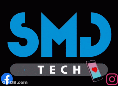 A Logo For Smd Tech With A Phone And Facebook And Instagram Icons GIF