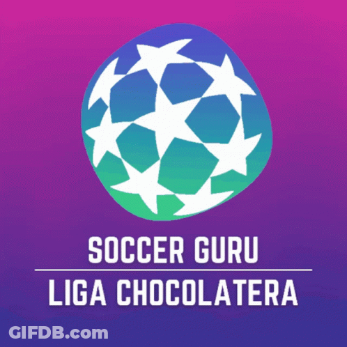 A Logo For Soccer Guru Liga Chocolatera With A Soccer Ball And Stars GIF