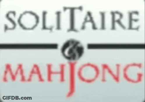 A Logo For Solitaire Mahjong With A Black And Red Ball GIF
