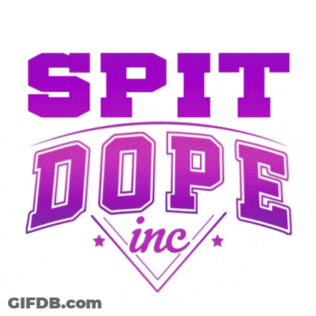 A Logo For Spit Dope Inc. Is Blue And White GIF