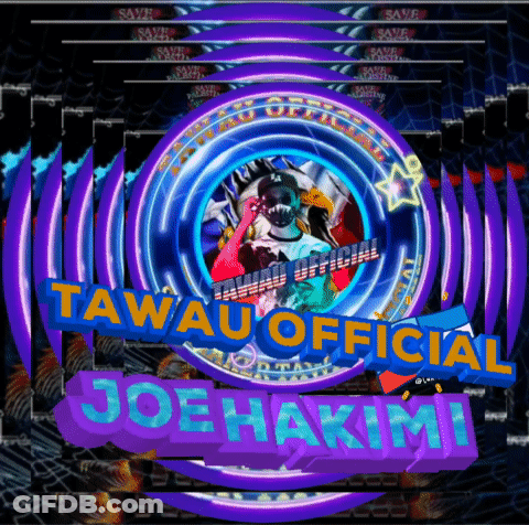 A Logo For Tawau Official Joe Hakimi With Purple And Blue Circles GIF
