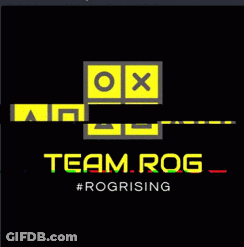 A Logo For Team Rog #Rogrising Shows A Tic Tac Toe Game GIF