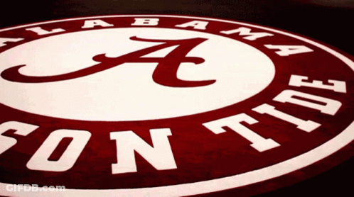 A Logo For The Alabama Crimson Tide Is On A Red Background GIF