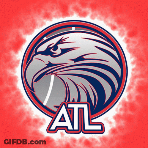 A Logo For The Atlanta Hawks With An Eagle And The Word Ail GIF