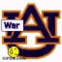 A Logo For The Auburn Softball Team With A Yellow Softball GIF