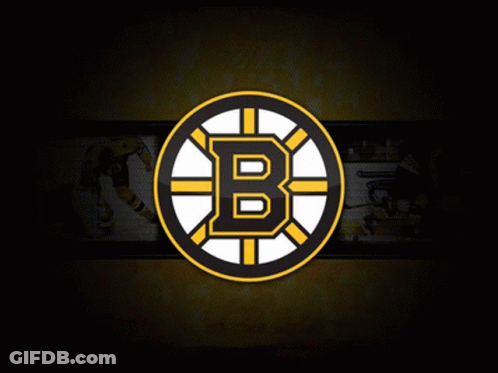 A Logo For The Boston Bruins Is Shown On A Black Background GIF