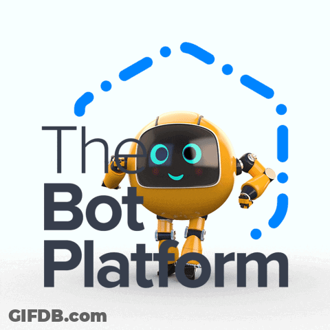 A Logo For The Bot Platform With A Robot In The Middle GIF