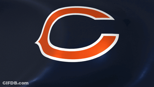 A Logo For The Chicago Bears Is On A Dark Blue Background GIF