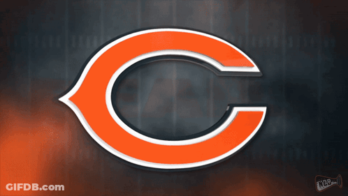 A Logo For The Chicago Bears With A Dark Background GIF