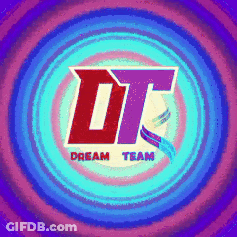 A Logo For The Dream Team Is Surrounded By A Colorful Background GIF