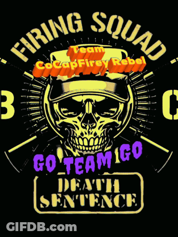 A Logo For The Firing Squad Shows A Skull And Says Go Team Go Death Sentence GIF