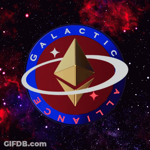 A Logo For The Galactic Alliance With An Ethereum Coin GIF