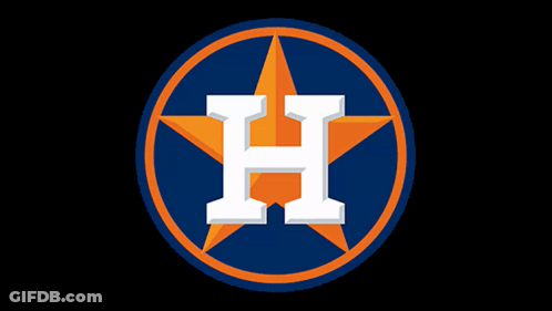 A Logo For The Houston Astros With An Orange Star GIF
